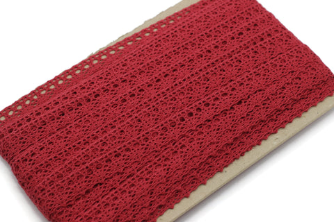 27.3 Yards Red Cotton Bridal Guipure Lace Trim | 0.59 Inches Wide Lace Trim | Geometric Bridal Lace | French Guipure | Lace Fabric TRM15