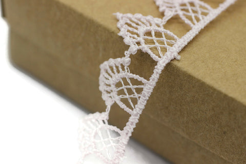 8.74 Yards Pale Pink Window Bridal Guipure Lace Trim | 0.68 Inches Wide Lace Trim | Bridal Lace | French Guipure | Lace Fabric TRM17