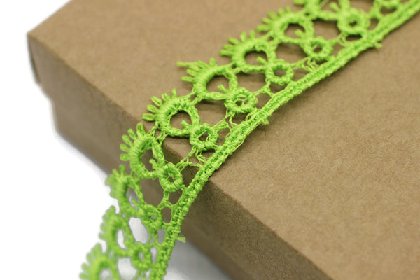 8.74 Yards Neon Green Anatolia Key Bridal Guipure Lace Trim | 0.68 Inches Wide Lace Trim | Bridal Lace | French Guipure | Lace Fabric TRM017