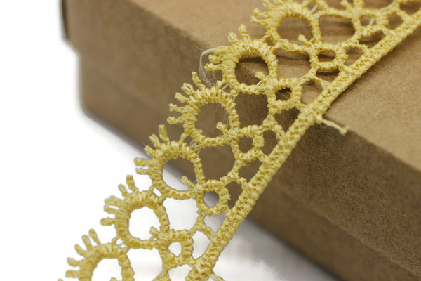 8.74 Yards Yellow Anatolia Key Bridal Guipure Lace Trim | 0.68 Inches Wide Lace Trim | Bridal Lace | French Guipure | Lace Fabric TRM017