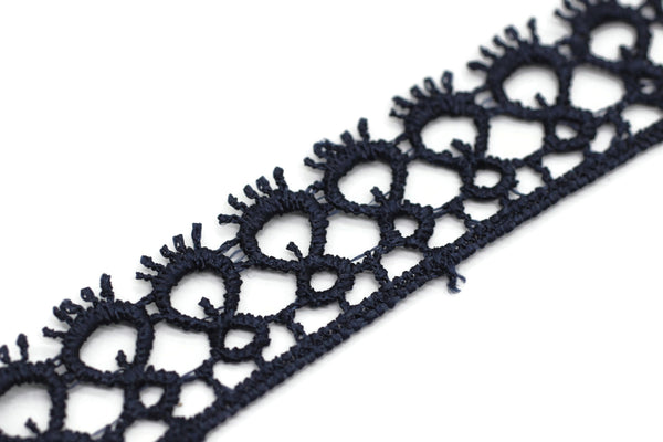 8.74 Yards Dark Blue Anatolia Key Bridal Guipure Lace Trim | 0.68 Inches Wide Lace Trim | Bridal Lace | French Guipure | Lace Fabric TRM017