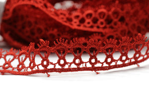 8.74 Yards Red Anatolia Key Bridal Guipure Lace Trim | 0.68 Inches Wide Lace Trim | Bridal Lace | French Guipure | Lace Fabric TRM017