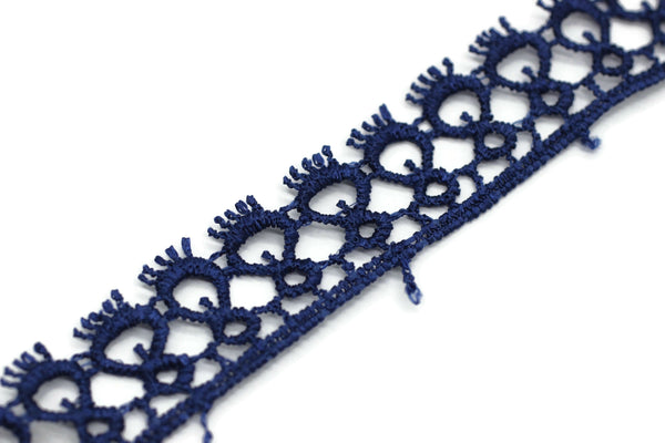 8.74 Yards Blue Anatolia Key Bridal Guipure Lace Trim | 0.68 Inches Wide Lace Trim | Bridal Lace | French Guipure | Lace Fabric TRM017
