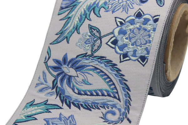 100 mm Embroidered Ribbons (3.93 inch), Jacquard Trims, Sewing Trim, drapery trim, Curtain trims, Jacquard Ribbons, trim for drapery, 216 V2