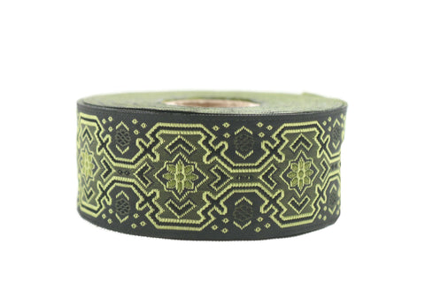 35 mm Green Vintage ribbon, Jacquard trims (1.37 inch), Decorative Craft Ribbon, Sewing trim, trim by the yards, Celtic ribbon trim, CNK10