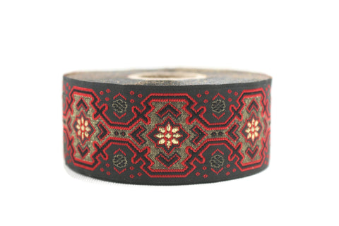 35 mm Red Vintage ribbon, Jacquard trims (1.37 inch), Decorative Craft Ribbon, Sewing trim, trim by the yards, Celtic ribbon trim, CNK10