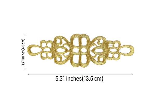 Gold Knot Patch 5.31x1.77 Inches Iron On Patch Embroidery, Celtic Custom Patch, High Quality Sew On Badge for Denim, Sew On Patch